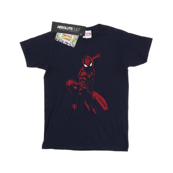 Marvel Spider-Man Shadow T-shirt i bomull för flickor Navy Blue 7-8 Years