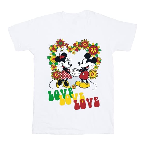 Disney Mens Mickey And Minnie Mouse Hippie Love T-shirt