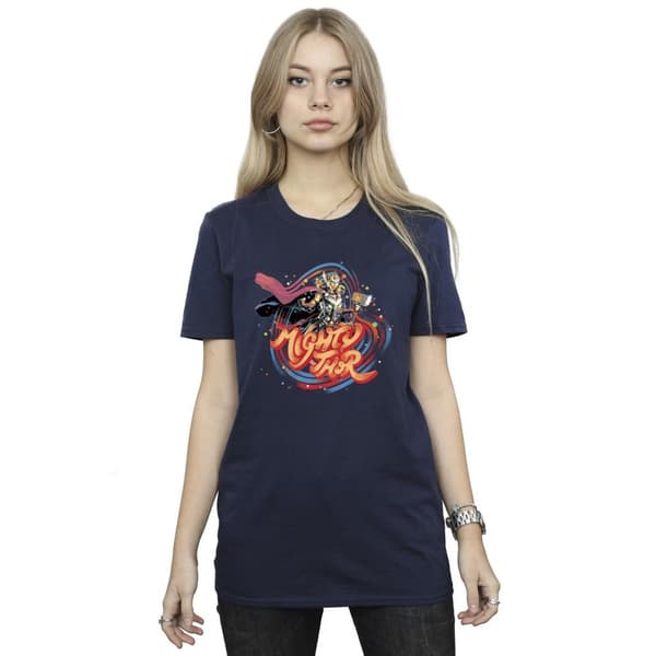 Marvel Dam/Tjej Thor Love And Thunder Mighty Thor Swirl Bomull Boyfriend T-shirt