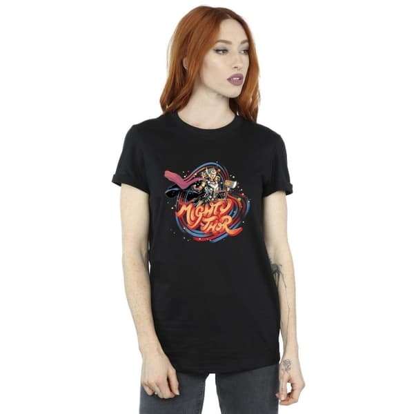 Marvel Dam/Tjej Thor Love And Thunder Mighty Thor Swirl Bomull Boyfriend T-shirt
