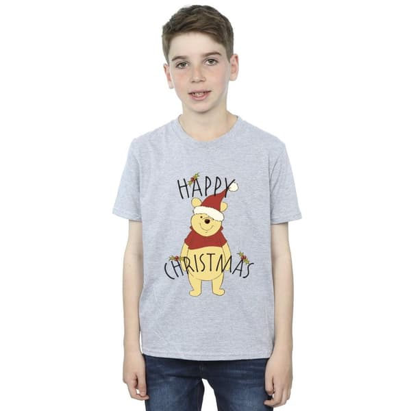 Disney Boys Winnie The Pooh Happy Christmas Holly T-Shirt