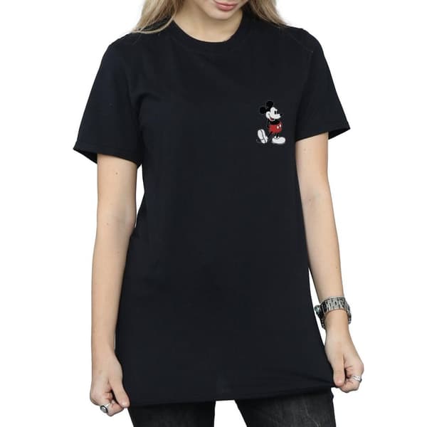 Disney Womens/Ladies Mickey Mouse Kickin Retro Chest Cotton Boyfriend T-Shirt