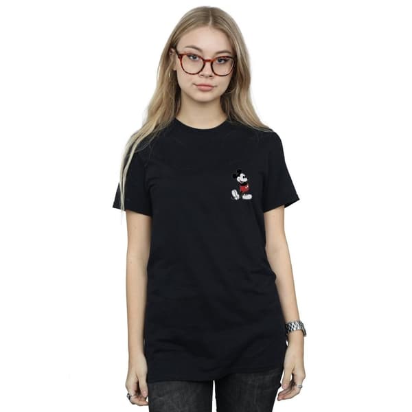 Disney Womens/Ladies Mickey Mouse Kickin Retro Chest Cotton Boyfriend T-Shirt