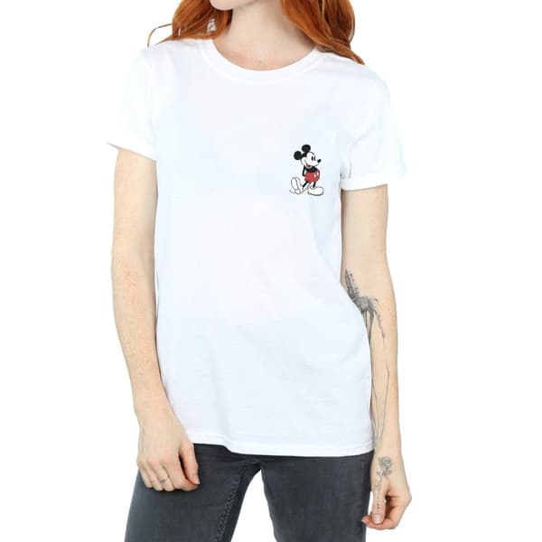 Disney Womens/Ladies Mickey Mouse Kickin Retro Chest Cotton Boyfriend T-Shirt