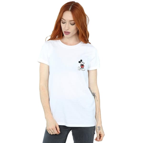 Disney Womens/Ladies Mickey Mouse Kickin Retro Chest Cotton Boyfriend T-Shirt