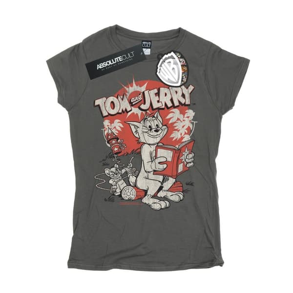 Tom And Jerry Rocket Prank - bomulls-T-shirt för damer/kvinnor Charcoal M