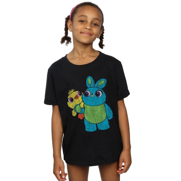 Disney T-shirt i bomull för flickor Toy Story 4 Ducky And Bunny Distressed Pose