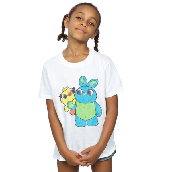 Disney T-shirt i bomull för flickor Toy Story 4 Ducky And Bunny Distressed Pose