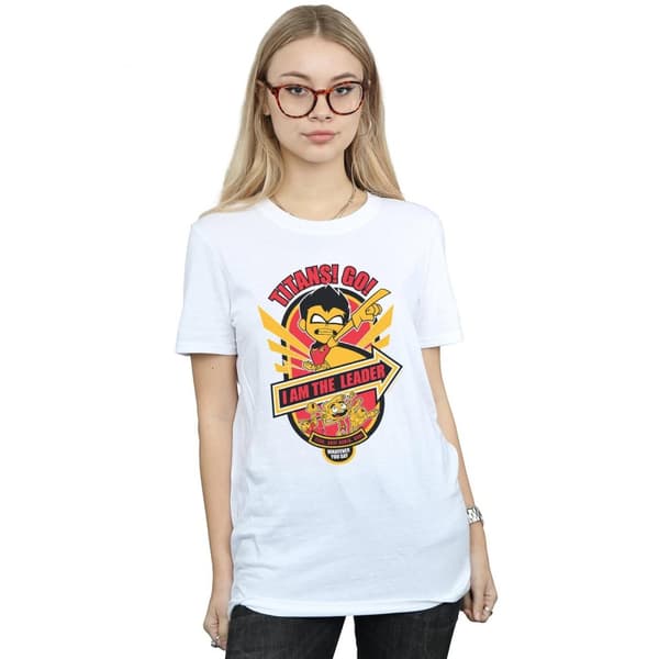 DC Comics Womens/Ladies Teen Titans Go I Am The Leader Cotton Boyfriend T-Shirt