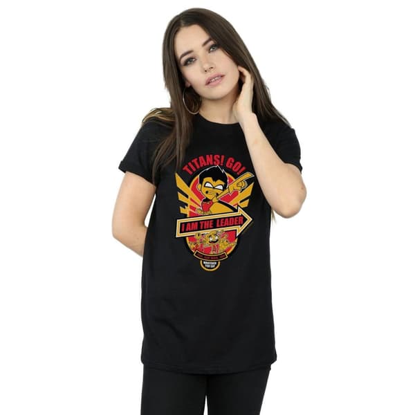 DC Comics Womens/Ladies Teen Titans Go I Am The Leader Cotton Boyfriend T-Shirt