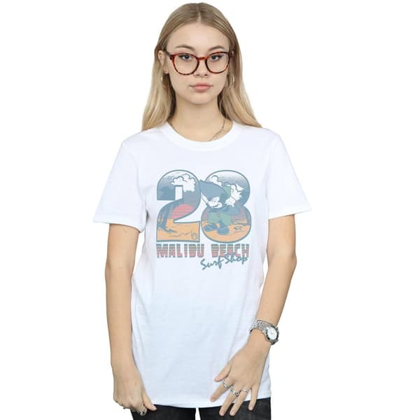 Disney Dam/Tjej Musse Pigg Surf Shop Boyfriend T-shirt i bomull