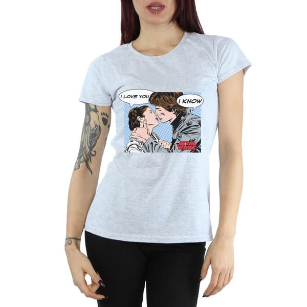 Star Wars Womens/Ladies Han Solo And Princess Leia Love Cotton T-Shirt
