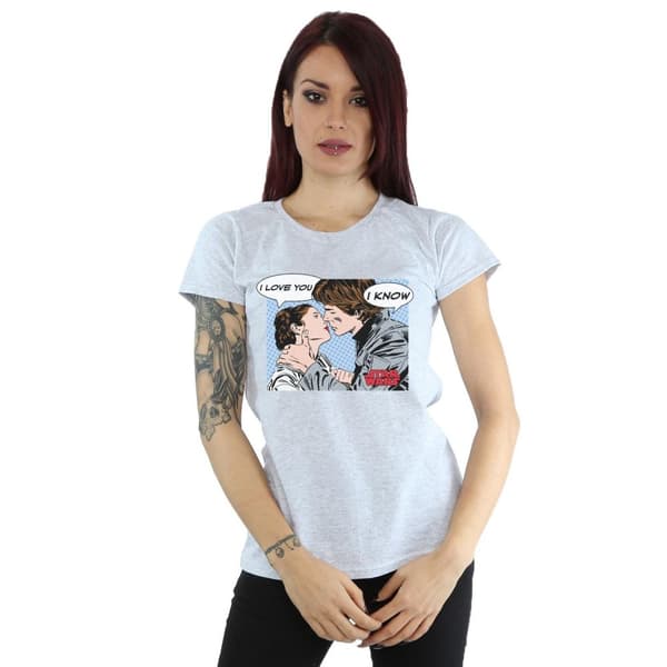 Star Wars Womens/Ladies Han Solo And Princess Leia Love Cotton T-Shirt