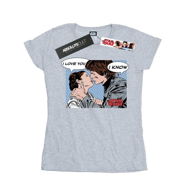 Star Wars Womens/Ladies Han Solo And Princess Leia Love Cotton T-Shirt