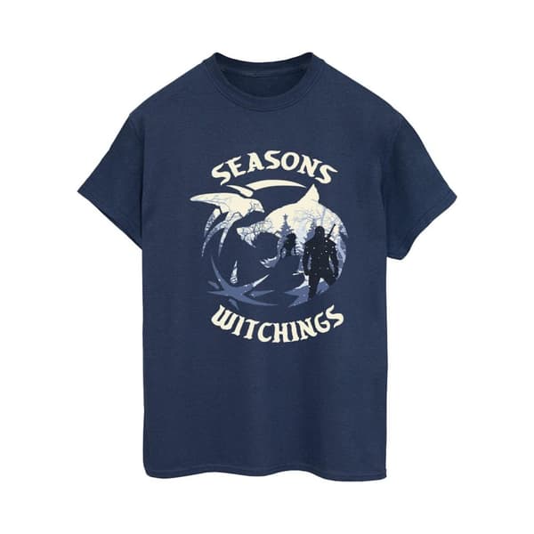 Netflix Dam/Tjej The Witcher Christmas Wolf Boyfriend T-shirt i bomull