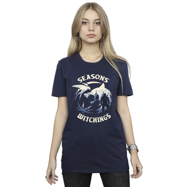 Netflix Dam/Tjej The Witcher Christmas Wolf Boyfriend T-shirt i bomull