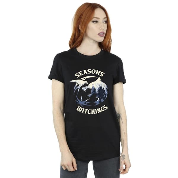 Netflix Dam/Tjej The Witcher Christmas Wolf Boyfriend T-shirt i bomull
