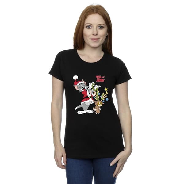 Tom & Jerry Womens/Ladies Christmas Reindeer Cotton T-Shirt
