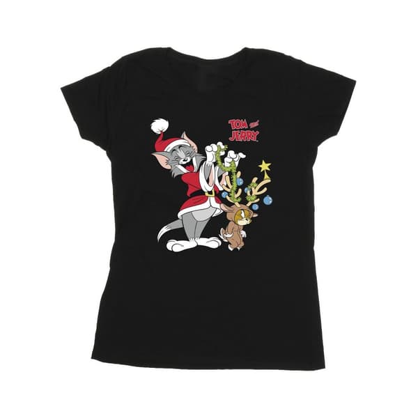 Tom & Jerry Womens/Ladies Christmas Reindeer Cotton T-Shirt
