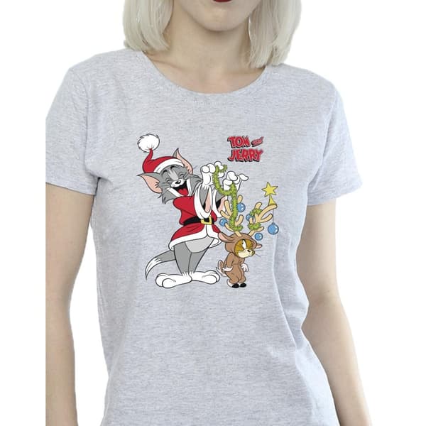 Tom & Jerry Womens/Ladies Christmas Reindeer Cotton T-Shirt
