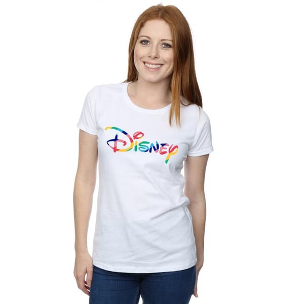 Disney Womens/Ladies Rainbow Logo Cotton T-Shirt