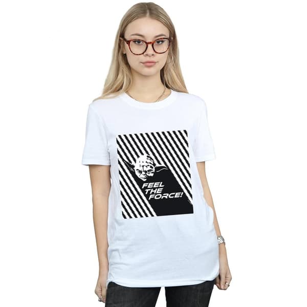 Star Wars Womens/Ladies Yoda Feel The Force Cotton Boyfriend T-Shirt