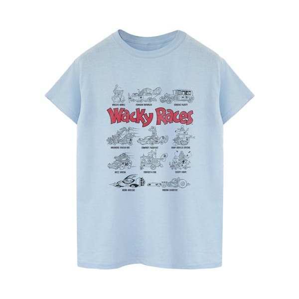 Wacky Races Dam/kvinnor Car Lineup Boyfriend T-shirt i bomull