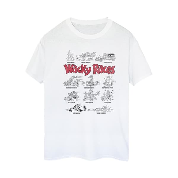 Wacky Races Dam/kvinnor Car Lineup Boyfriend T-shirt i bomull