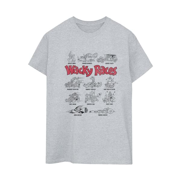 Wacky Races Dam/kvinnor Car Lineup Boyfriend T-shirt i bomull