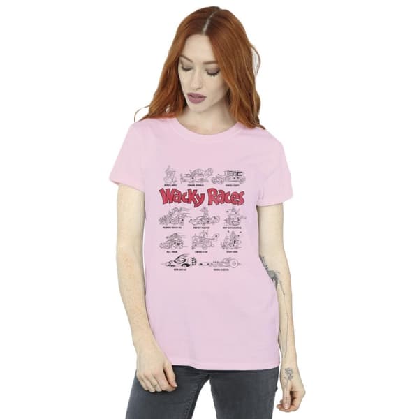 Wacky Races Dam/kvinnor Car Lineup Boyfriend T-shirt i bomull