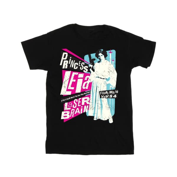 Star Wars Womens/Ladies A New Hope Rock Poster Leia Boyfriend Fit Cotton Boyfriend T-Shirt Black 3XL