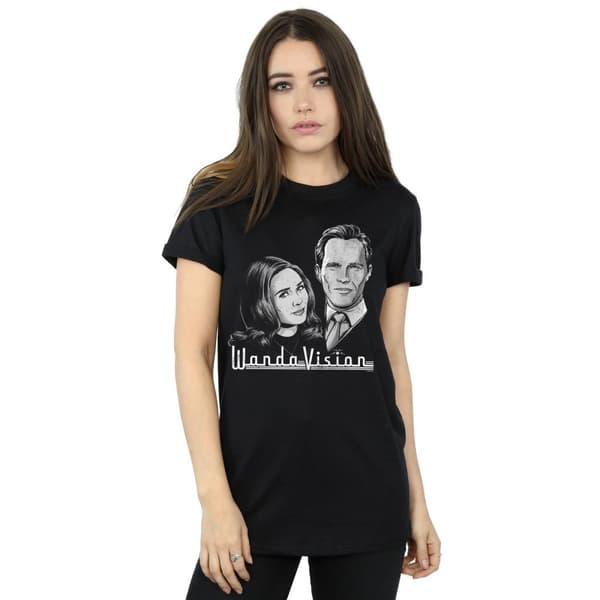 Marvel Dam/Tjej WandaVision Mono Stars Boyfriend T-shirt i bomull