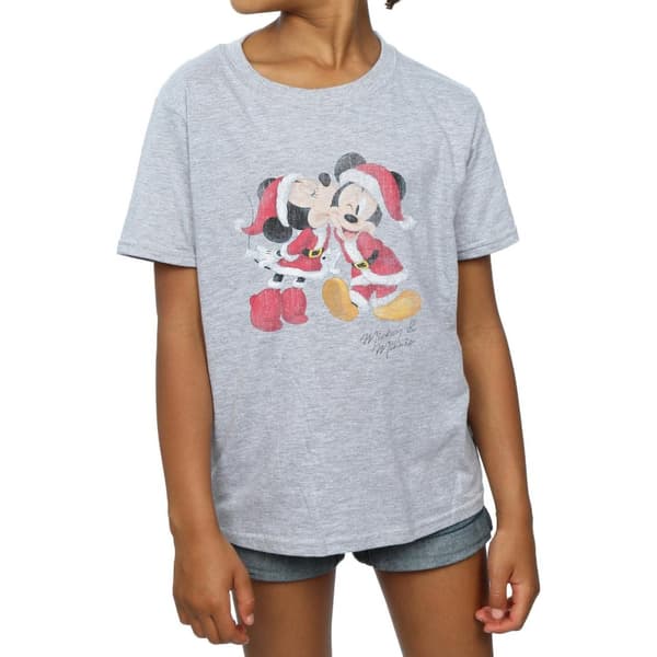 Disney Girls Mickey And Minnie Christmas Kiss Cotton T-Shirt
