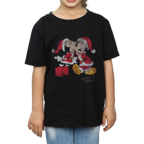 Disney Girls Mickey And Minnie Christmas Kiss Cotton T-Shirt