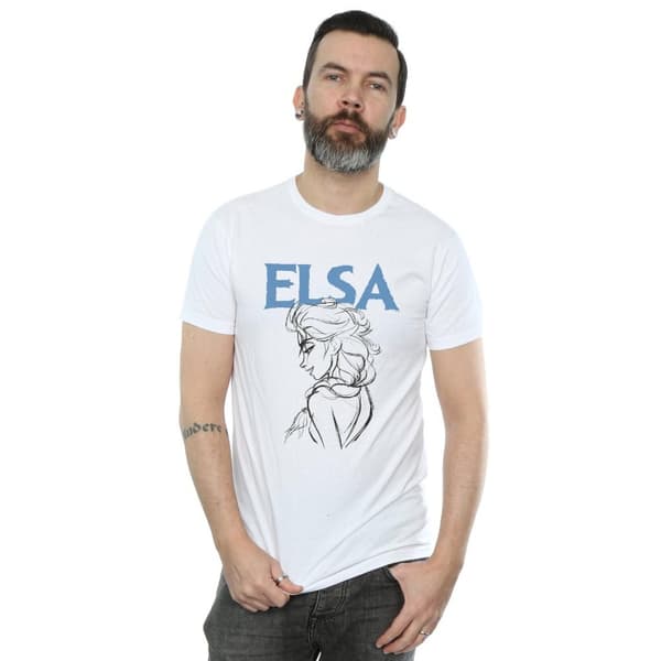 Disney Mens Frozen Elsa Profile Sketch T-Shirt
