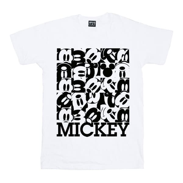 Disney Womens/Ladies Mickey Mouse Grid Cotton Boyfriend T-Shirt