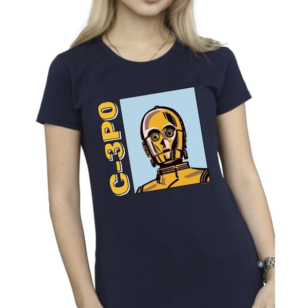 Star Wars Womens/Ladies C3PO Line Art Cotton T-Shirt