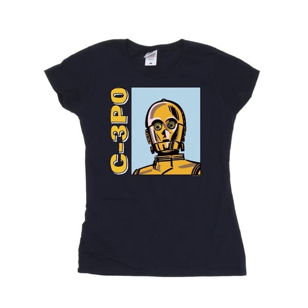 Star Wars Womens/Ladies C3PO Line Art Cotton T-Shirt
