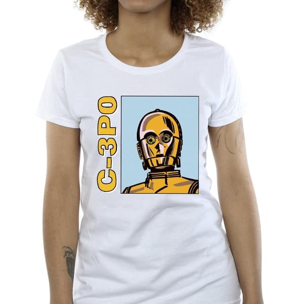 Star Wars Womens/Ladies C3PO Line Art Cotton T-Shirt