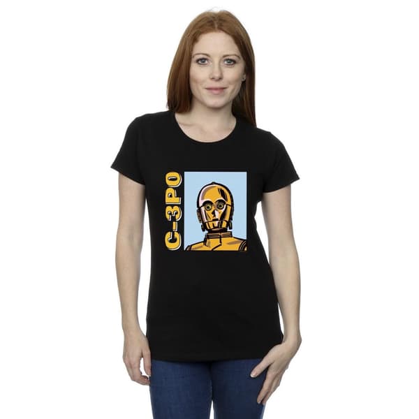 Star Wars Womens/Ladies C3PO Line Art Cotton T-Shirt