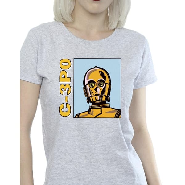 Star Wars Womens/Ladies C3PO Line Art Cotton T-Shirt