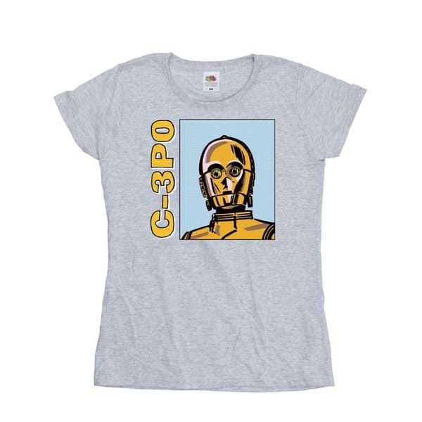 Star Wars Womens/Ladies C3PO Line Art Cotton T-Shirt