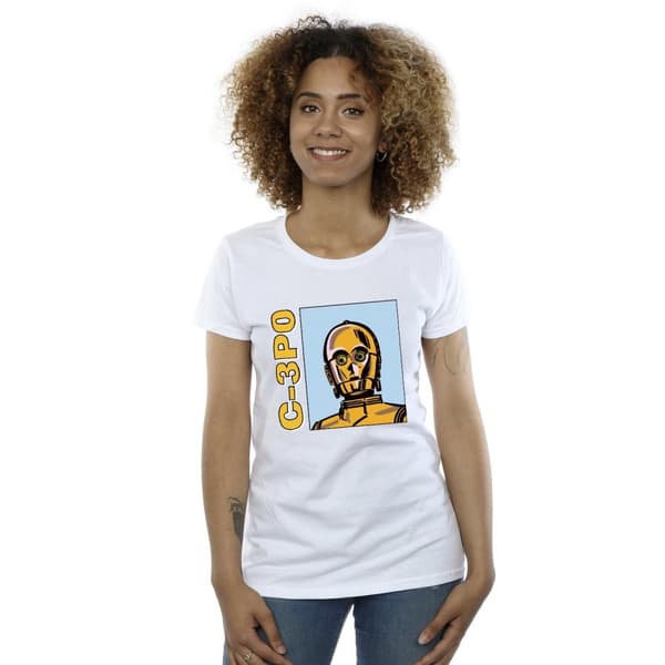 Star Wars Womens/Ladies C3PO Line Art Cotton T-Shirt
