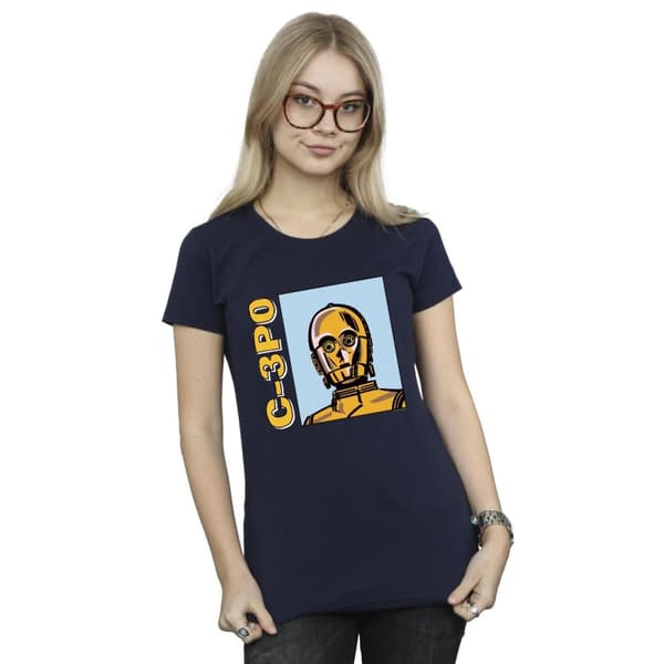 Star Wars Womens/Ladies C3PO Line Art Cotton T-Shirt