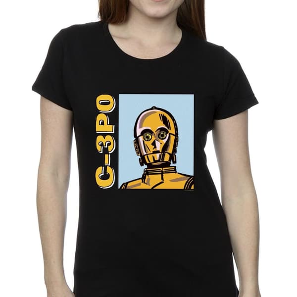 Star Wars Womens/Ladies C3PO Line Art Cotton T-Shirt