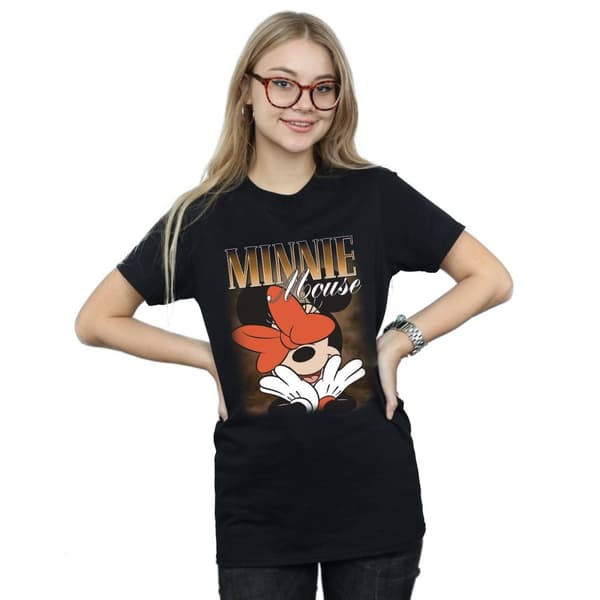 Disney Womens/Ladies Minnie Mouse Bow Montage Cotton Boyfriend T-Shirt