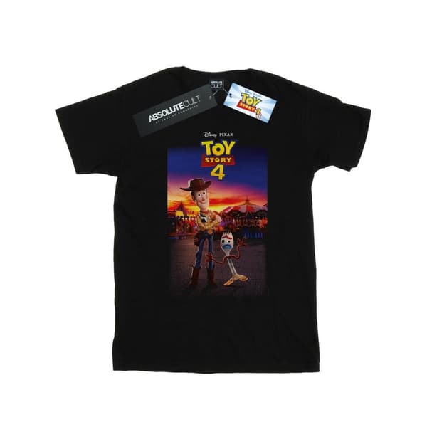 Disney T-shirt i bomull med affisch för flickor Toy Story 4 Woody och Forky