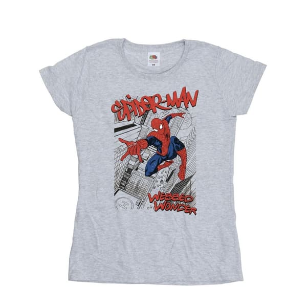 Marvel Womens/Ladies Spider-Man Sketch City Cotton T-Shirt