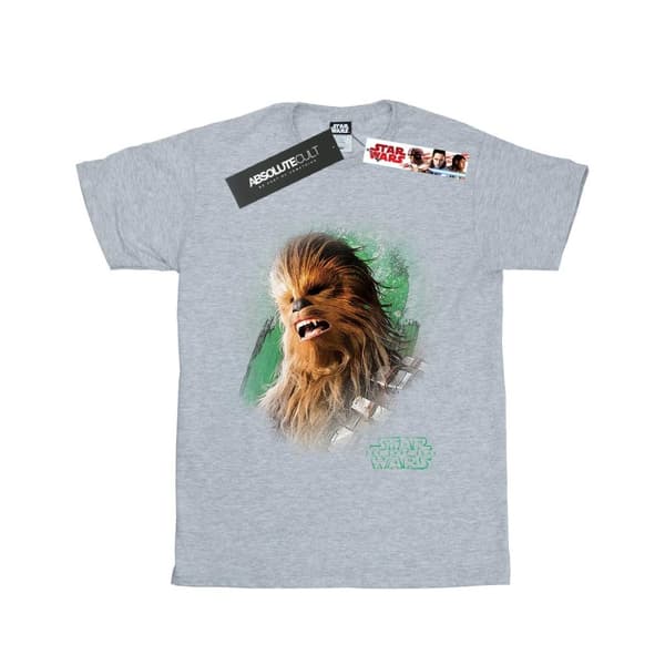 Star Wars Girls The Last Jedi Chewbacca Brushed Cotton T-Shirt Sports Grey 5-6 Years