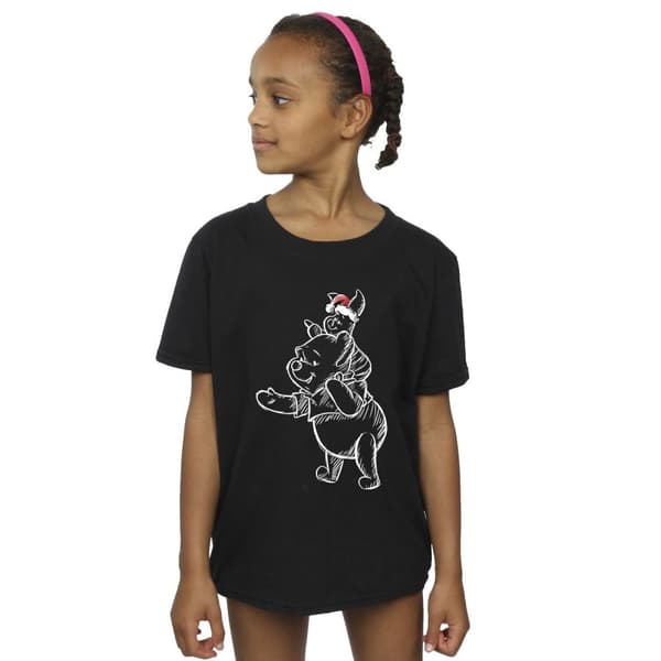 Disney T-shirt i bomull för flickor Winnie the Pooh Piglet Christmas
